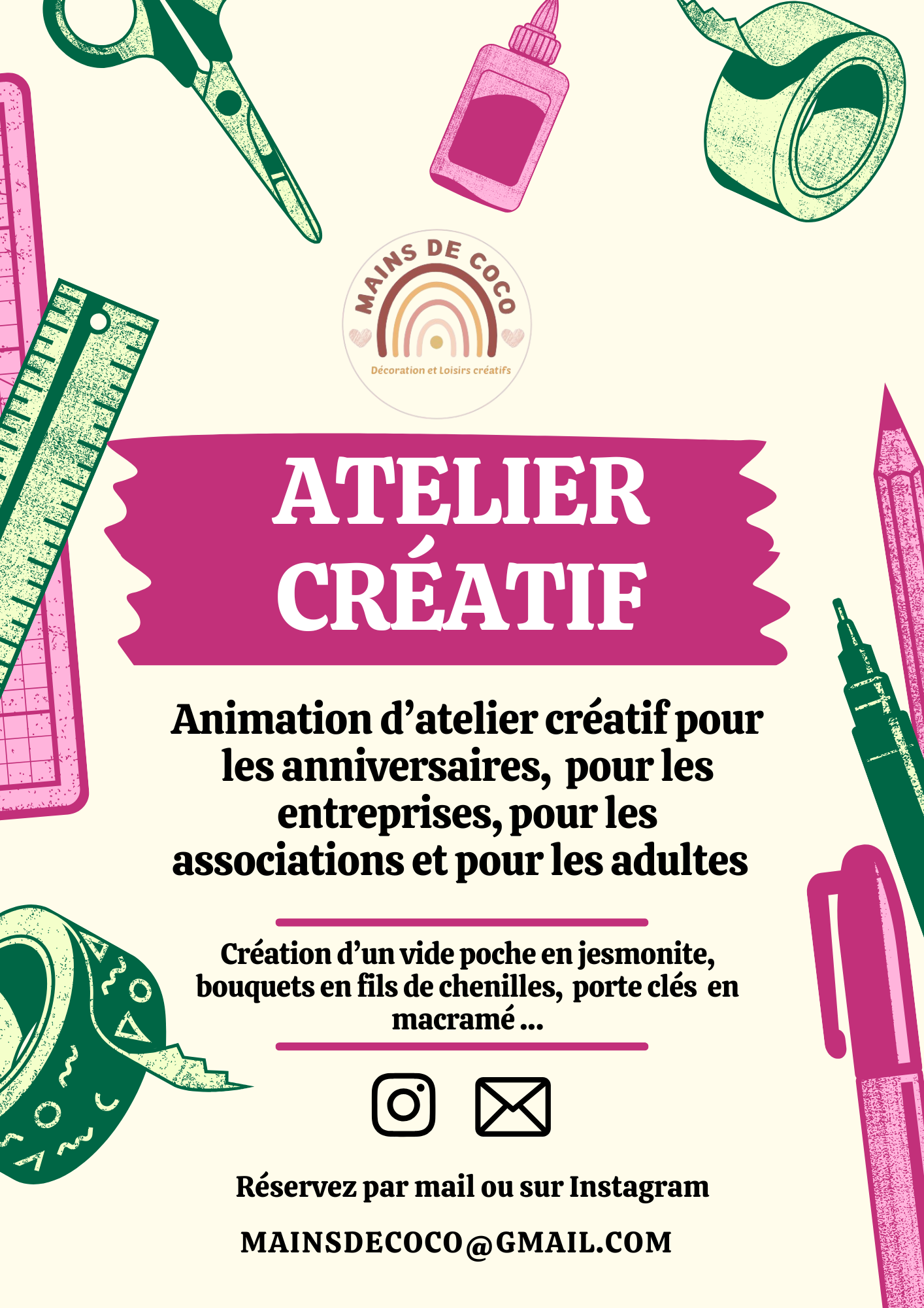 Différents ateliers créatifs